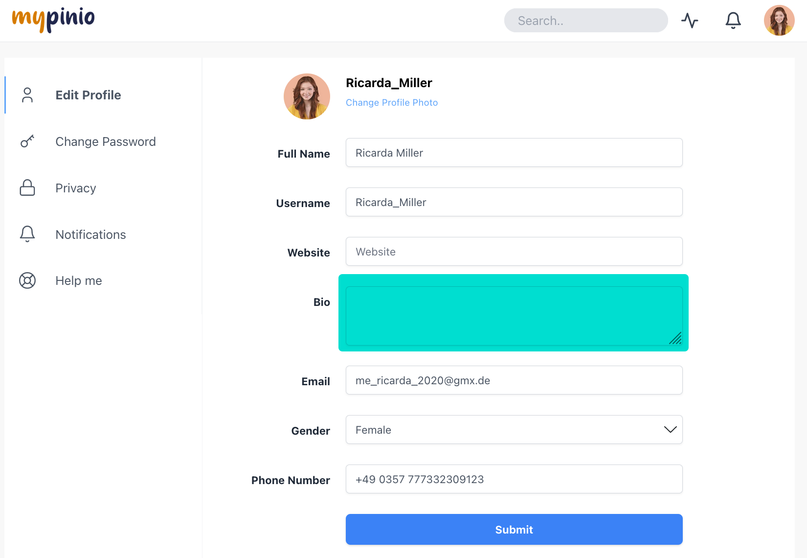 Edit Bio