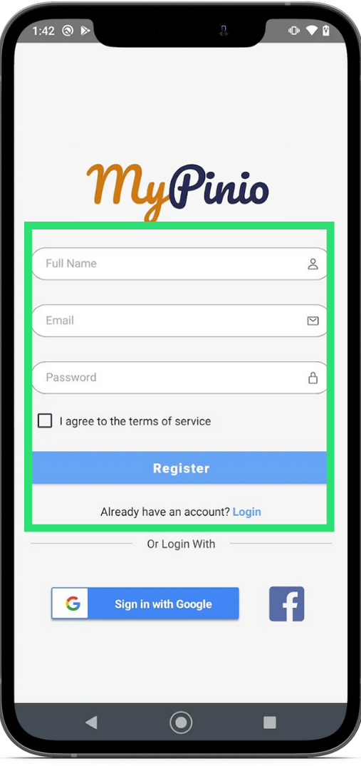 Register via email