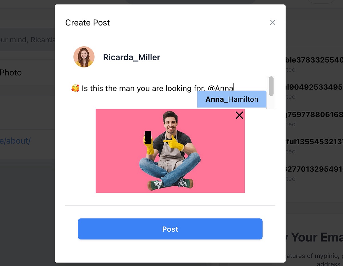 Mention people in posts and comments