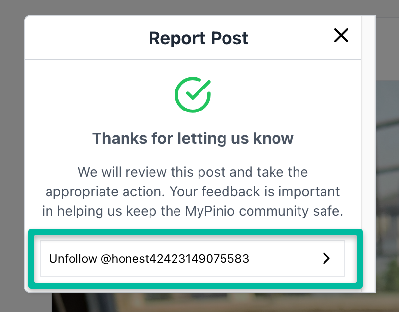 report and unfollow